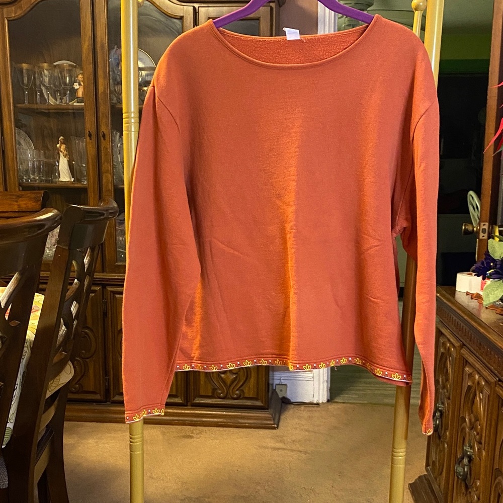 Women's Orange Top with painted Hem
